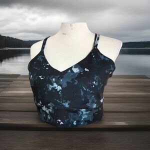 Joy Lab XL Sports Bra Black & White Tye Dye Print Strappy Back Pulls On Smooth